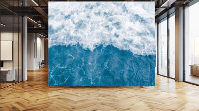 Pale blue sea wave during high summer tide, abstract ocean background Wall mural