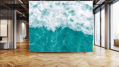 Turquoise olive green ocean wave during summer tide, abstract sea nature background Wall mural