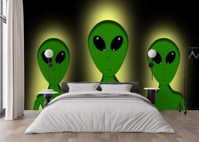 Green aliens. Alien invasion - concept. Wall mural