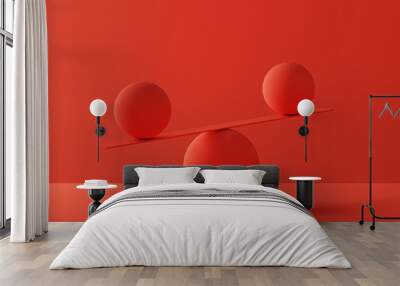 Two spheres in balance - 3D Rendering Wall mural