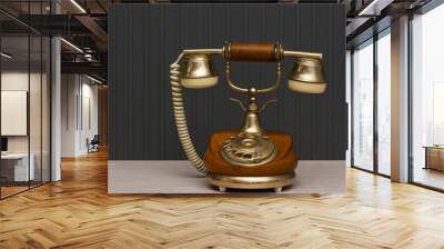 Elegant vintage telephone on a retro background Wall mural