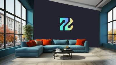 Technology Letter B Logo Abstract Whimsical Monogram Wall mural