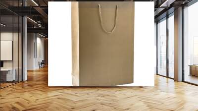 Blank brown paper bag isolated on white background Wall mural