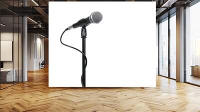 Microphone with stand isolated on white background Wall mural