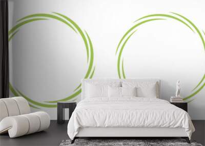 Abstract nature swirl circle. Organic round shape modern frame. Circular graphic design element in green color. Vector illustration. Wall mural