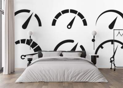 dashboard speedometer icons set. tachometer icon isolated. performance indicator sign. car speed. fa Wall mural