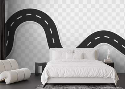 Horizontal asphalt road template. Winding road vector illustration. Seamless highway marking Isolated on background.	 Wall mural