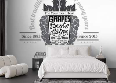 Grapes bunch with wineglass for text in the center Wall mural