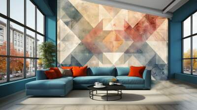 Understated geometric patterns in soft colors with a clear central area for text Wall mural