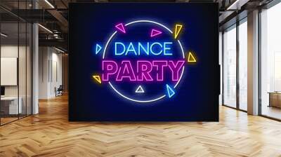 Dance Party Neon Signs Style text vector Wall mural