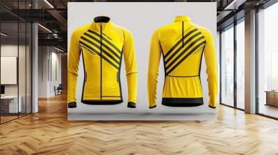 A 3D long sleeve jersey in vibrant yellow stands boldly Wall mural