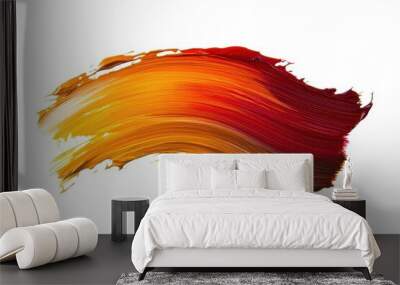 A vibrant brushstroke of orange, red, and brown hues on a white background. Wall mural