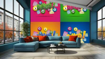 Bingo lottery balls and bingo cards concept vector illustration Wall mural