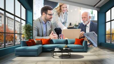 Mixed age group of business professionals having meeting in an office Wall mural