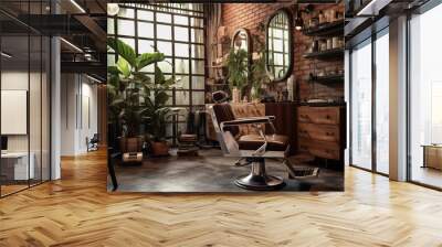 Stylish hairdressing salon interior. Wall mural