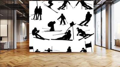 skiing collection - vector Wall mural