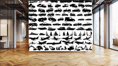 transportation silhouettes collection - vector Wall mural