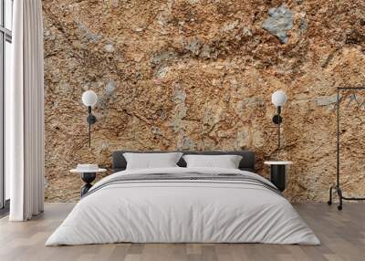 Old Weathered Damaged Brownish Stone Texture Wall mural