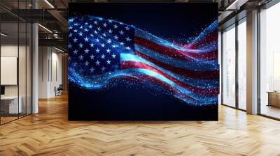 Abstract American Flag with Glittering Stars and Stripes Wall mural