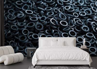 Abstract Background of Black Rubber O Rings Wall mural