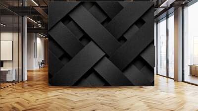 Abstract Black Woven Pattern   Geometric Texture Background Wall mural