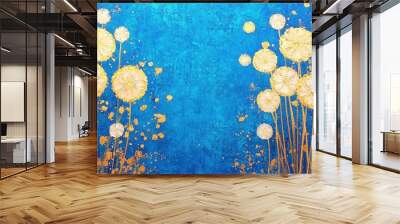 Abstract Blue and Gold Dandelion Art Painting Wall mural