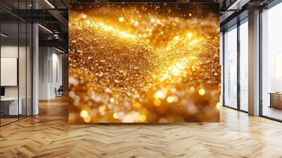 Abstract Golden Glitter Background with Bokeh Lights Wall mural