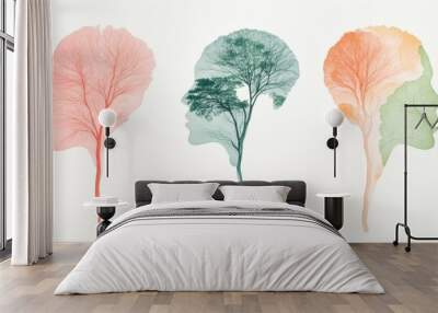 Abstract Human Silhouette Tree Nature Art Print Wall mural