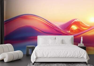 Abstract Pink and Orange Liquid Wave Background Wall mural