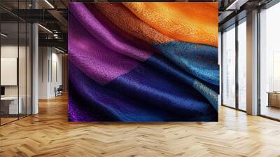 Abstract Texture Background with Colorful Fabric Drapes Wall mural