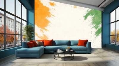 Abstract Watercolor Background with Orange  Green  and White Colors Wall mural