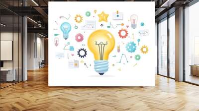 Bright Ideas  Innovation  Inspiration  Creativity  Concept  Lightbulb  Gears  Business  Growth  Success Wall mural