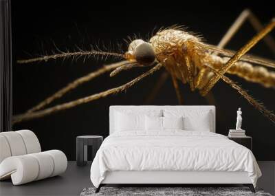 Close up of a Mosquito with Black Background Wall mural