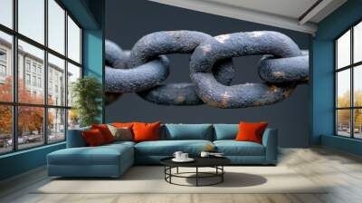 Closeup of Interlocking Metal Chain Links  Industrial Strength  Security and Connection Co Wall mural