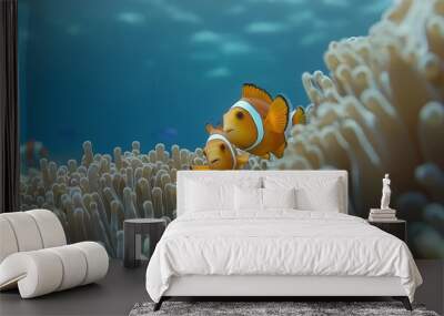 Clownfish Couple in Anemone Coral Reef Wall mural