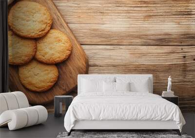 Delicious Homemade Cookies on Rustic Wooden Background Wall mural