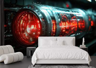 Futuristic Machine Red Glow Sci Fi Technology Abstract Wall mural