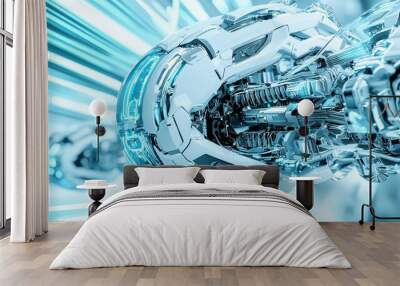 Futuristic Machine with Glowing Blue Lights and Abstract Design Wall mural