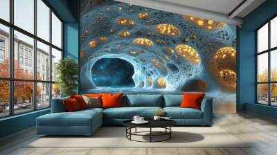 Glowing Cave Entrance with Starscape View Wall mural