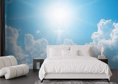 Heavenly Cloudscape With Divine Figure Wall mural