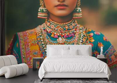 Indian Bride with Traditional Jewelry and Clothing Wall mural