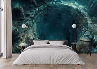 Looking Down into a Deep Dark Well. Wall mural