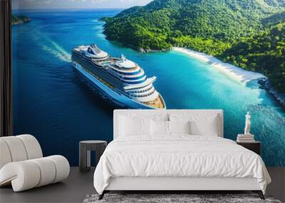 Luxury Cruise Ship Sailing in Tropical Paradise Wall mural