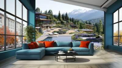 Luxury Mountain Resort with Swimming Pool and Terrace Wall mural