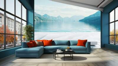 Marble Platform overlooking Mountain Lake Wall mural