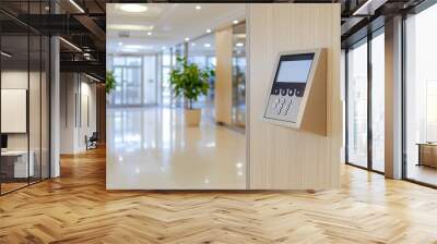 Modern Office Building Entrance with Security System Keypad Wall mural