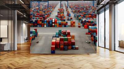 Shipping Containers at a Busy Port Wall mural