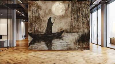 The Boatman of the Night. Wall mural