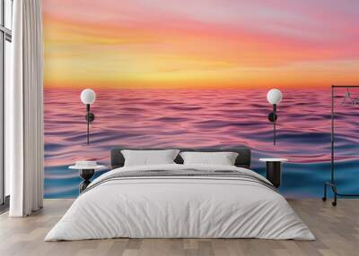 Tranquil Ocean Sunset with Pink and Orange Sky Reflection Wall mural