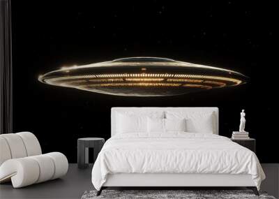 UFO Spaceship Flying in Outer Space With Stars Wall mural